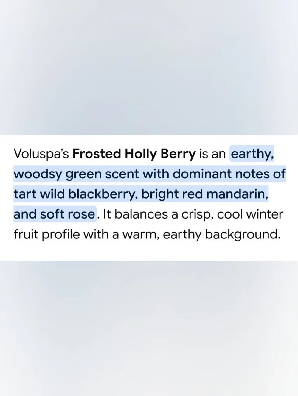 NEW VOLUSPA Frosted Holly Berry  Sephora Exclusive One Wick Scented Candle Tin